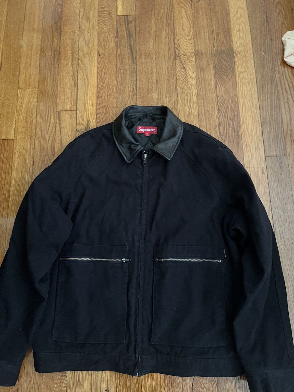 Supreme Leather Collar Work Jacket L Supreme Quilted Leather Work