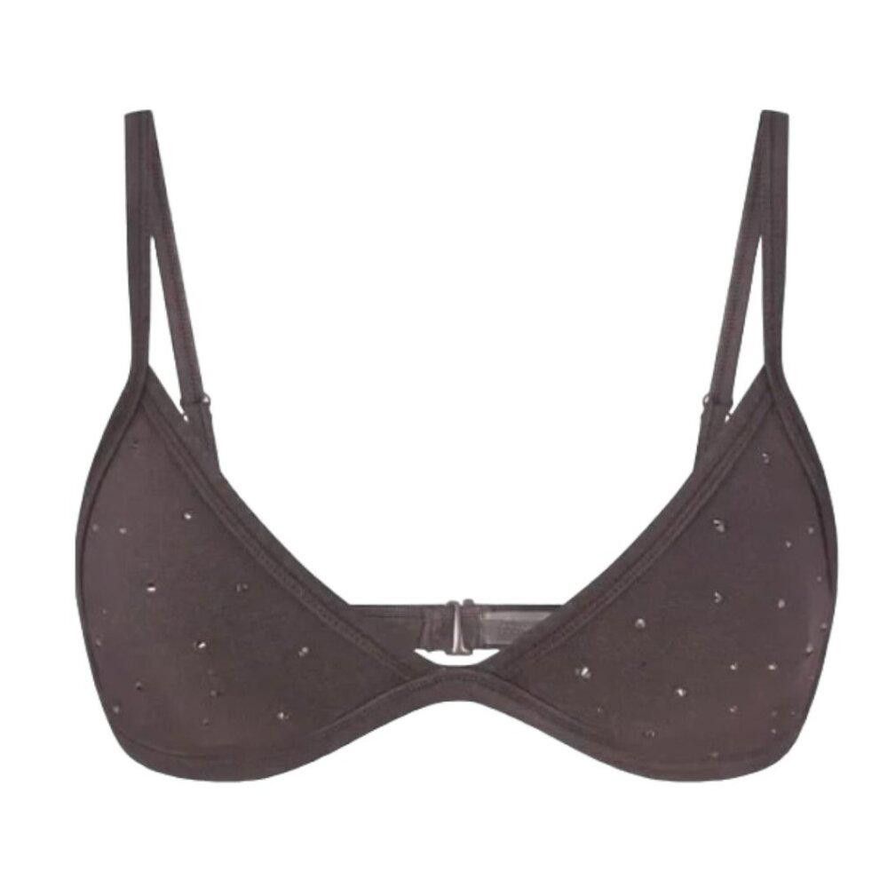 Designer SKB1713 Skims NWT Outdoor Rhinestone Bralette Gray Chalk 4X Size ONE SIZE - 1 Thumbnail