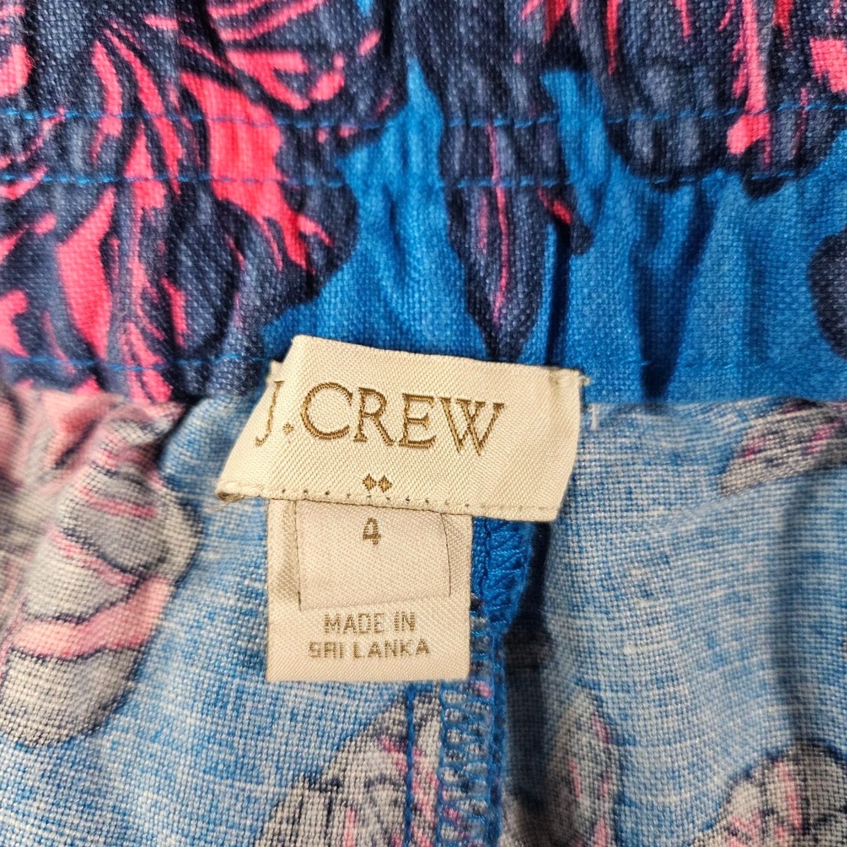 J.Crew J.CREW Womens Shorts Size 4 Blue Pink Floral Linen Blend Pull On Mid Rise Shorts Womens Size 27" / US 4 / IT 40 - 3 Thumbnail