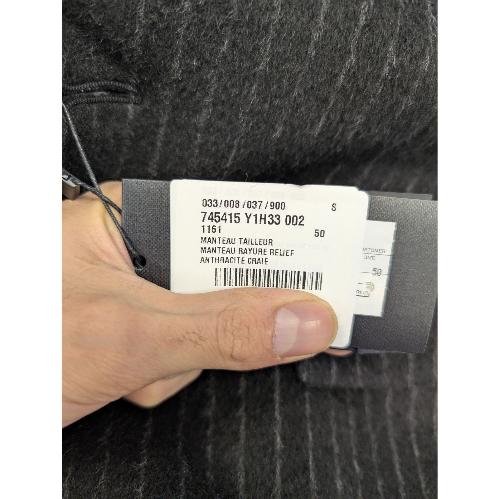 Saint Laurent Paris o1rshd1 Manteau Rayure Relief Stripe Coat Anthracite Chalk Size US M / EU 48-50 / 2 - 22 Thumbnail