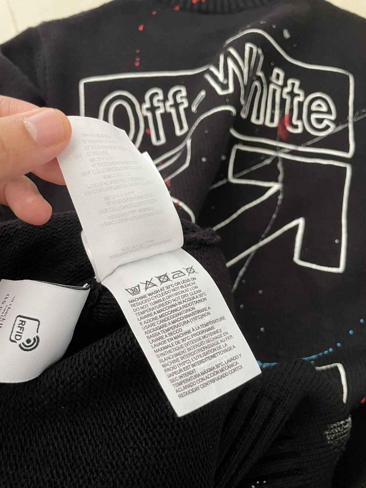 Japanese Brand Off White Sweatshirt with Paint Splash Design Size US M / EU 48-50 / 2 - 7 Thumbnail