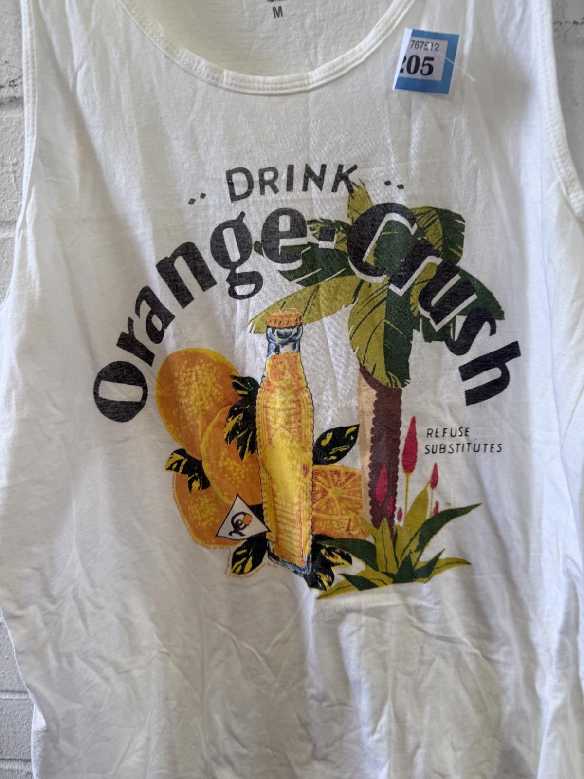 Designer White Orange Crush Graphic Tank Top Size US M / EU 48-50 / 2 - 2 Thumbnail