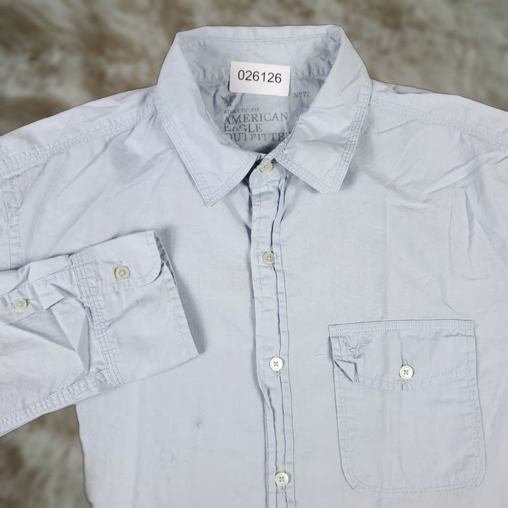 American Eagle Outfitters American Eagle Shirt Mens Medium Blue Casual Button-Up Long Sleeve Stained Size US M / EU 48-50 / 2 - 1 Thumbnail