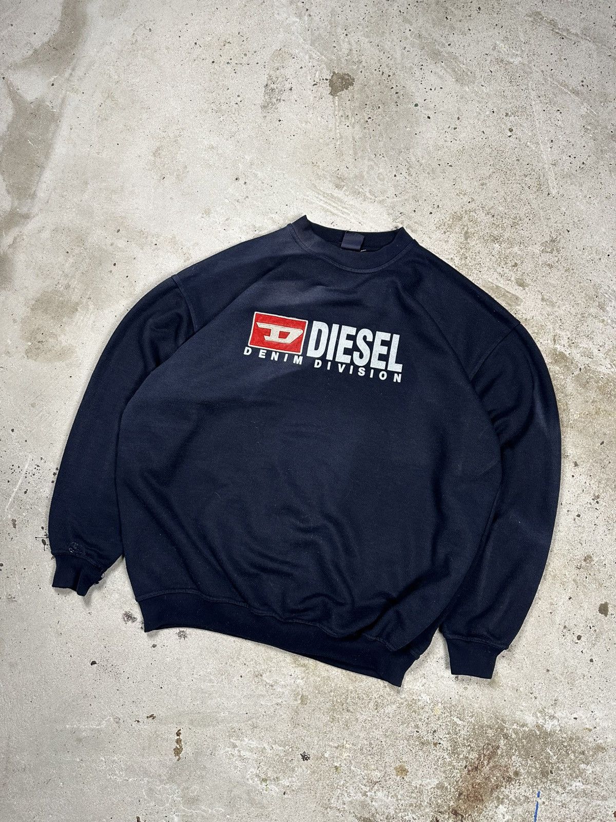 Diesel Vintage 90s Diesel Distressed Faded Crewneck Jumper Size US XL / EU 56 / 4 - 1 Thumbnail