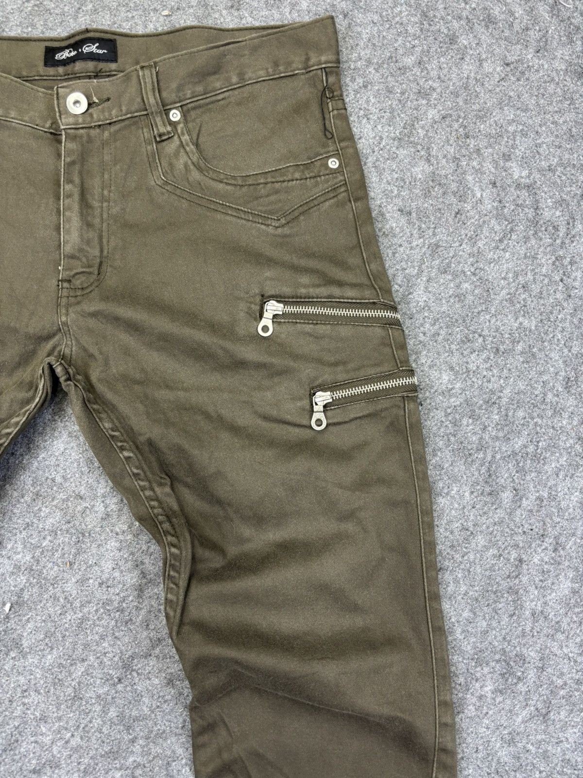 Japanese Brand 💥Curved SuperFlare 💥Bike Star Zipper Style Pant F895 Size US 35 - 3 Thumbnail