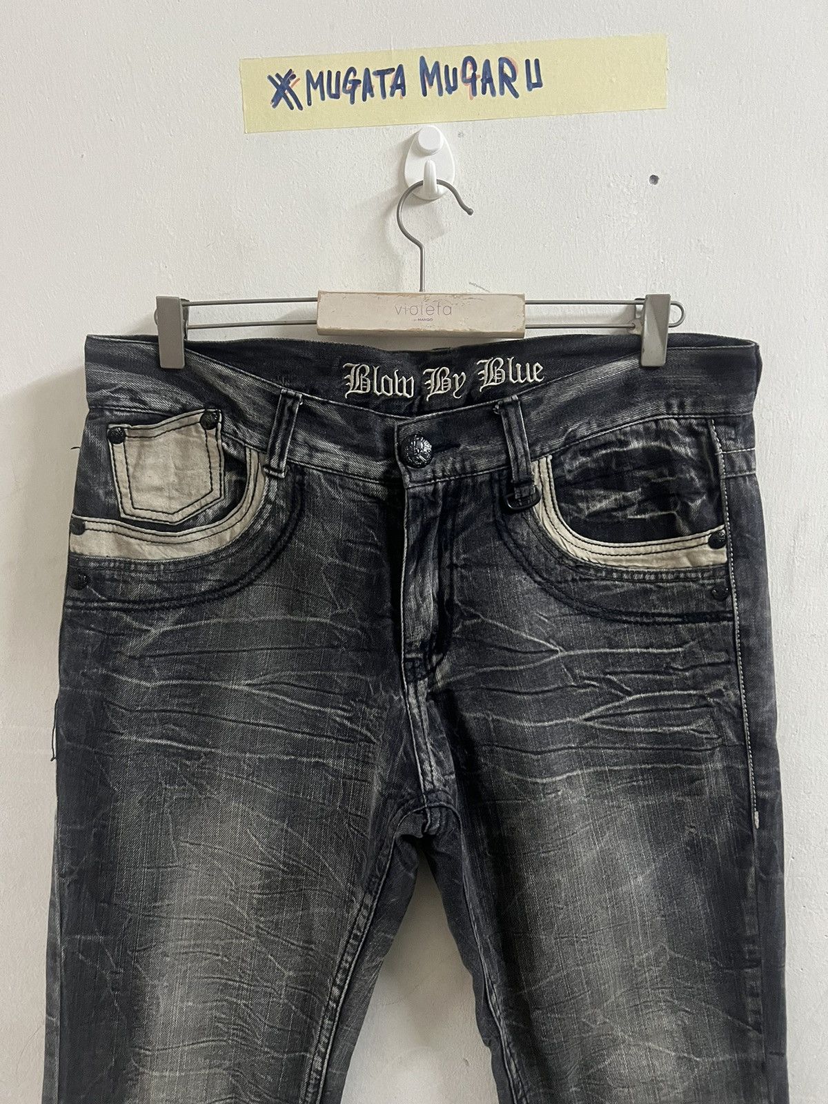 Designer × Hysteric Glamour × Japanese Brand FLARED🔥BLOW BY BLUE DISTRESSED DENIM PANT Size US 36 / EU 52 - 3 Thumbnail