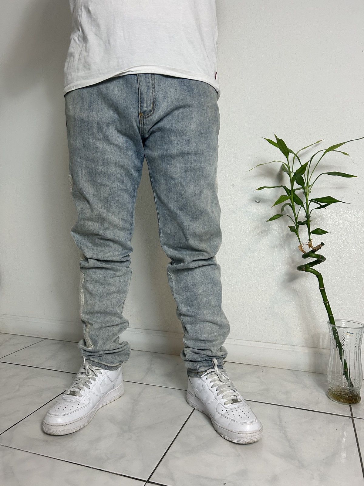MNML Custom washed distressed denim jeans with skeleton bones Size US 36 / EU 52 - 10 Thumbnail