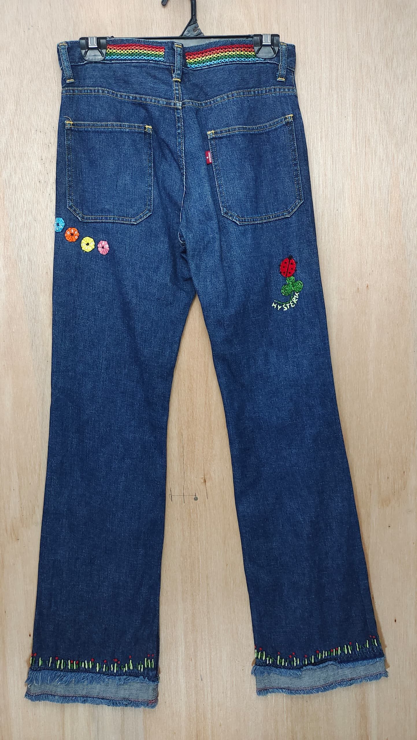 Hysteric Glamour × If Six Was Nine × Le Grande Bleu (L.G.B.) HYSTERIC GLAMOUR HIPPIE HANDSTITCH BLUE DENIM FLARE JEANS Size 30" / US 8 / IT 44 - 2 Thumbnail