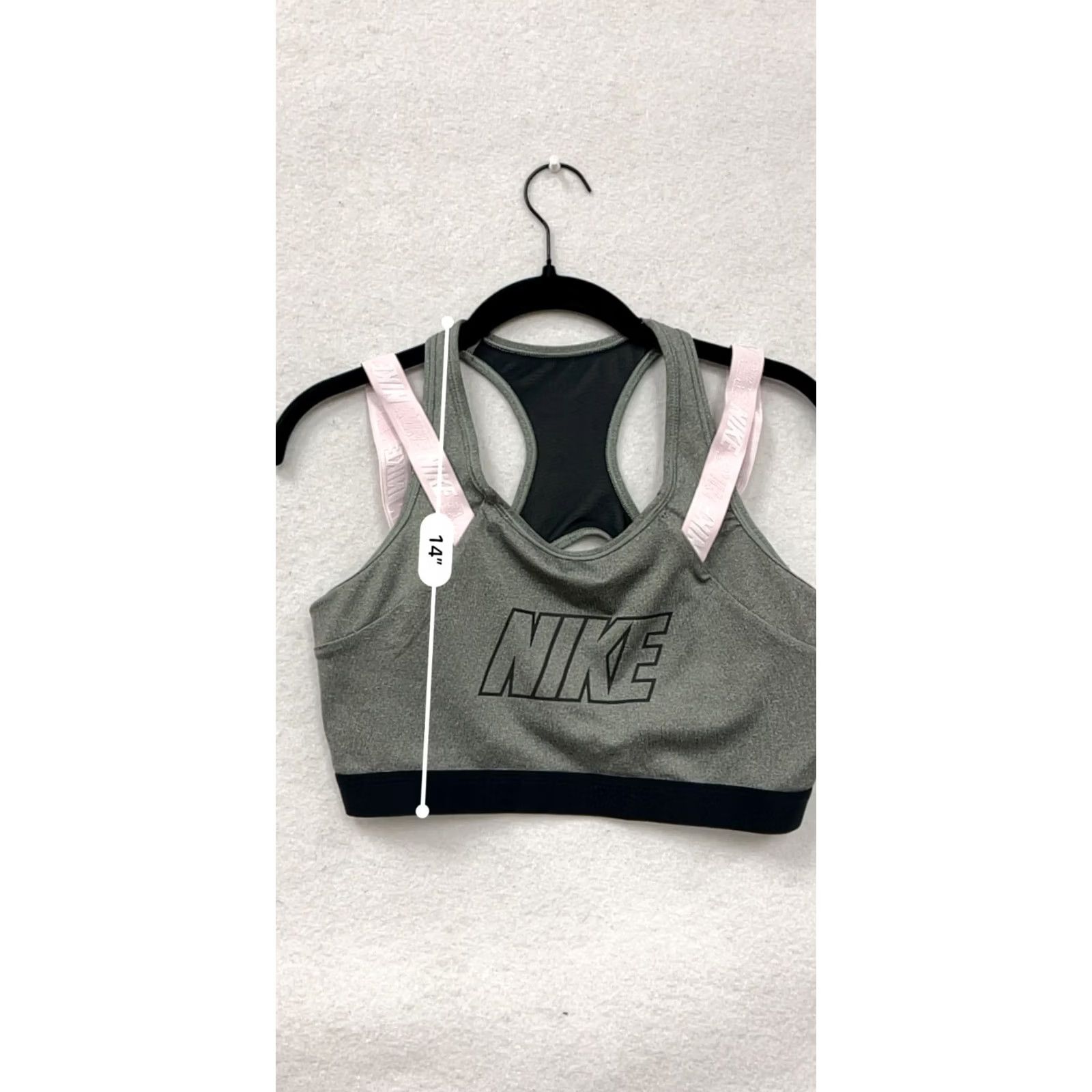 Nike Nike Womens L Racerback Sports Bra Color Gray Size ONE SIZE - 6 Thumbnail