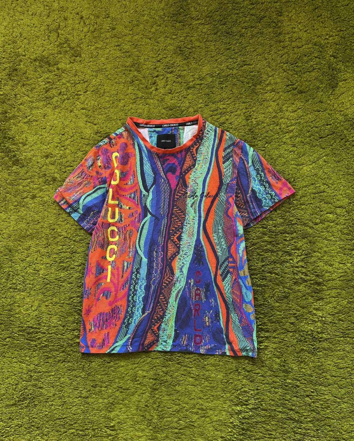 Carlo Colucci Carlo Colucci coloured cable knit Coogi pattern t-shirt Y2K Size US L / EU 52-54 / 3 - 1 Thumbnail