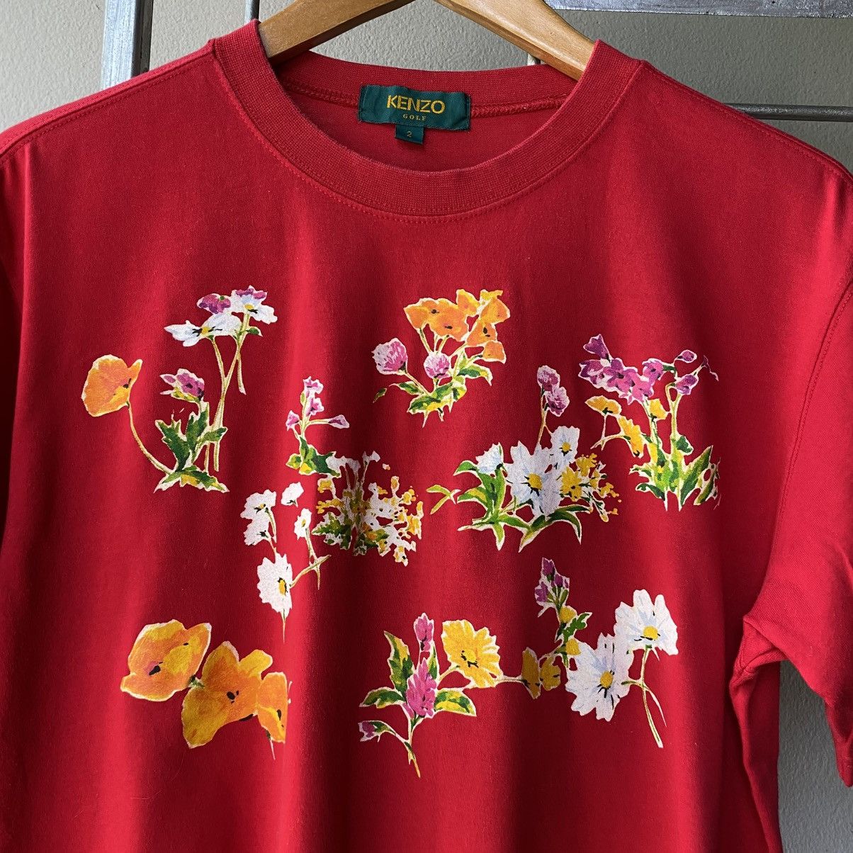 Kenzo KENZO Red Floral Print Tee Size XS / US 0-2 / IT 36-38 - 18 Thumbnail