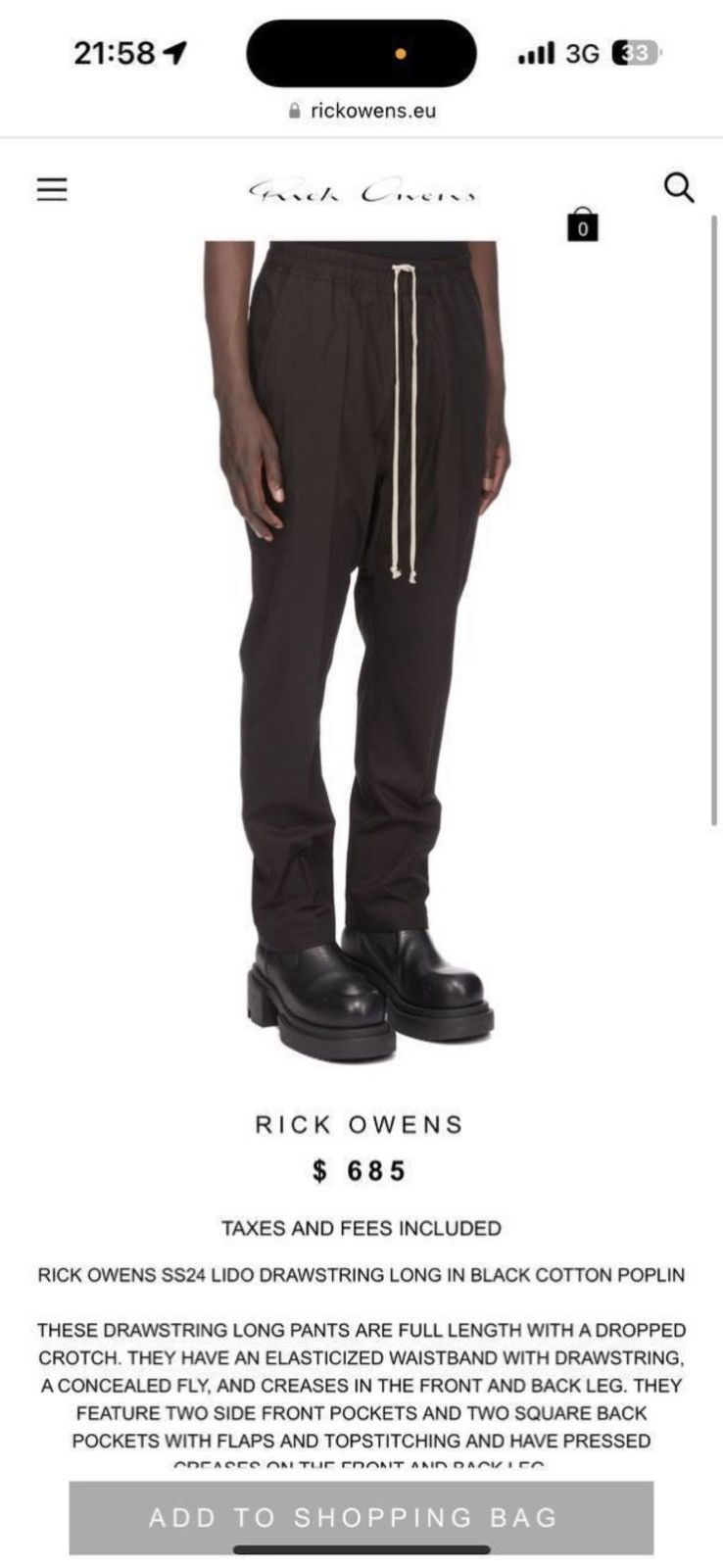 Rick Owens SS24 Rick Owens Drawsting Pants Size US 34 / EU 50 - 12 Thumbnail
