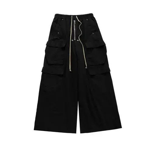 Opium Style Wide Leg Drawstring Black Cargo Pant