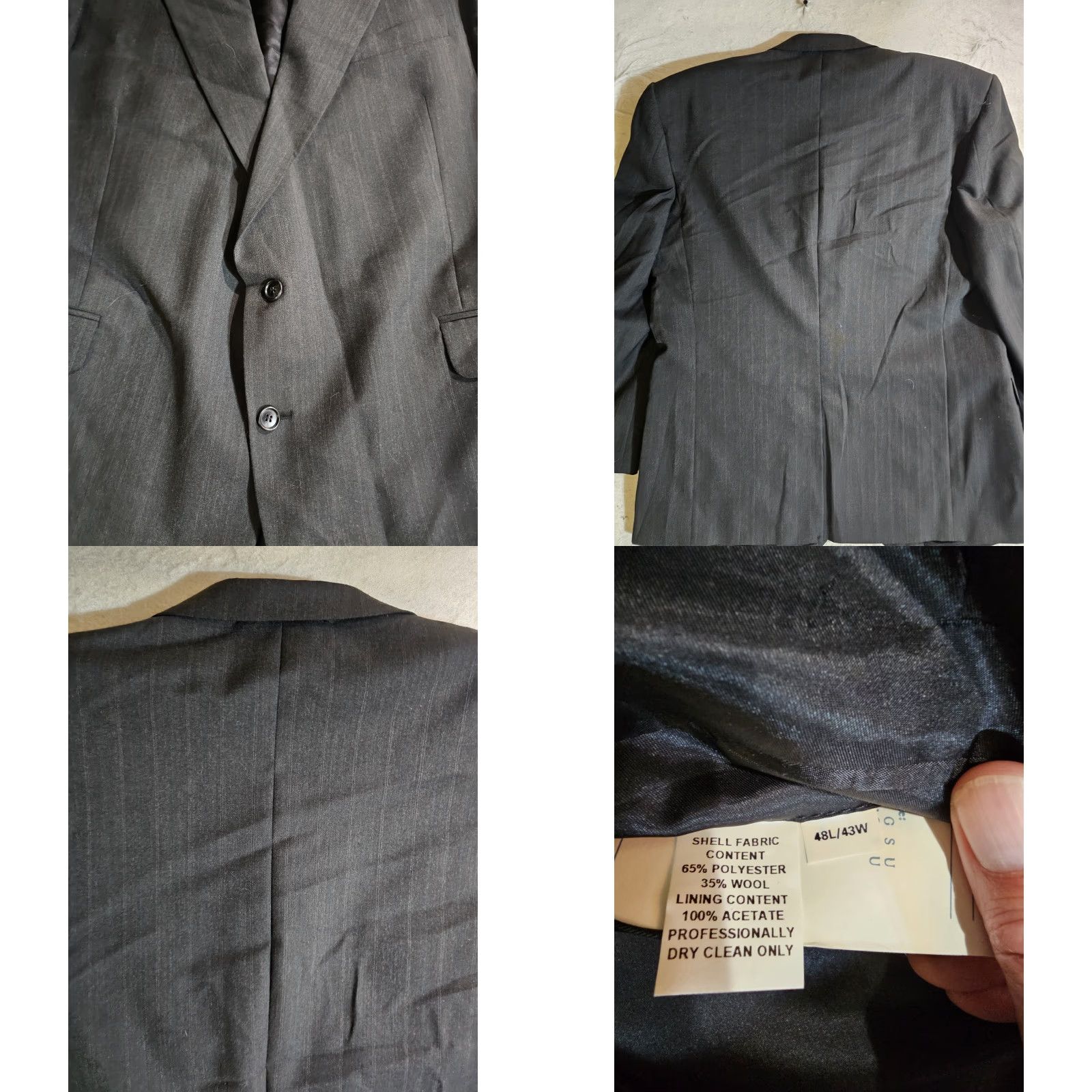 Vintage VINTAGE Kilburne & Finch Classic 2 Piece Wool Blend Suit Pin Striped Mens 48L 43W Black NWTs Size 48R - 10 Thumbnail