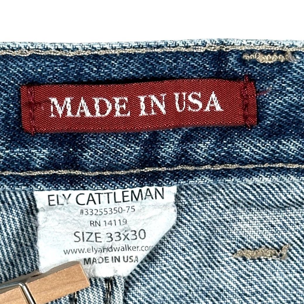 Vintage VINTAGE Ely Cattleman Jeans Mens 33x26 Blue Denim Dark Wash Western USA 90s Mens Jeans Blue Denim 90s USA Ely Cattleman Jeans Size US 33 - 5 Thumbnail