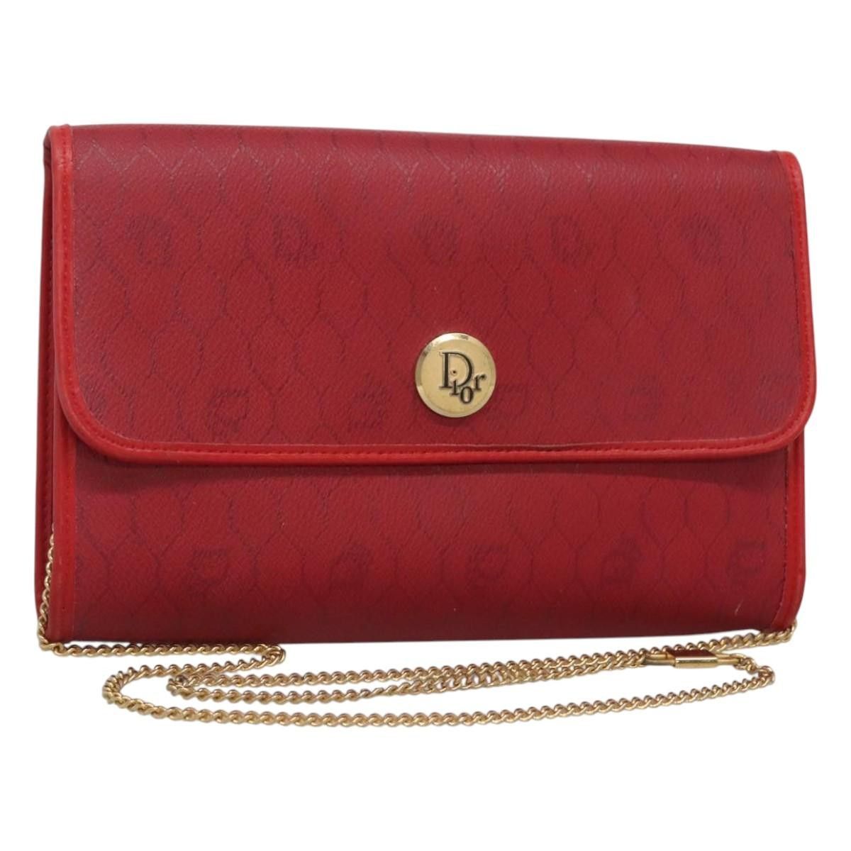 Dior DIOR Honeycomb Canvas Chain Shoulder Bag Pvc Red Gold Size ONE SIZE - 1 Thumbnail