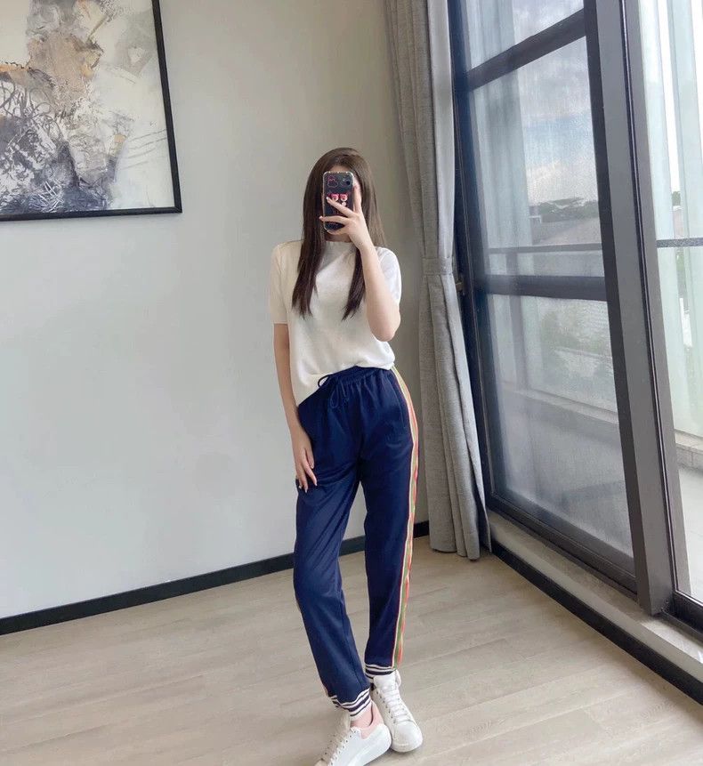 Gucci Gucci Size XS Logo embroidered striped blue casual pants s Size US 27 - 9 Thumbnail
