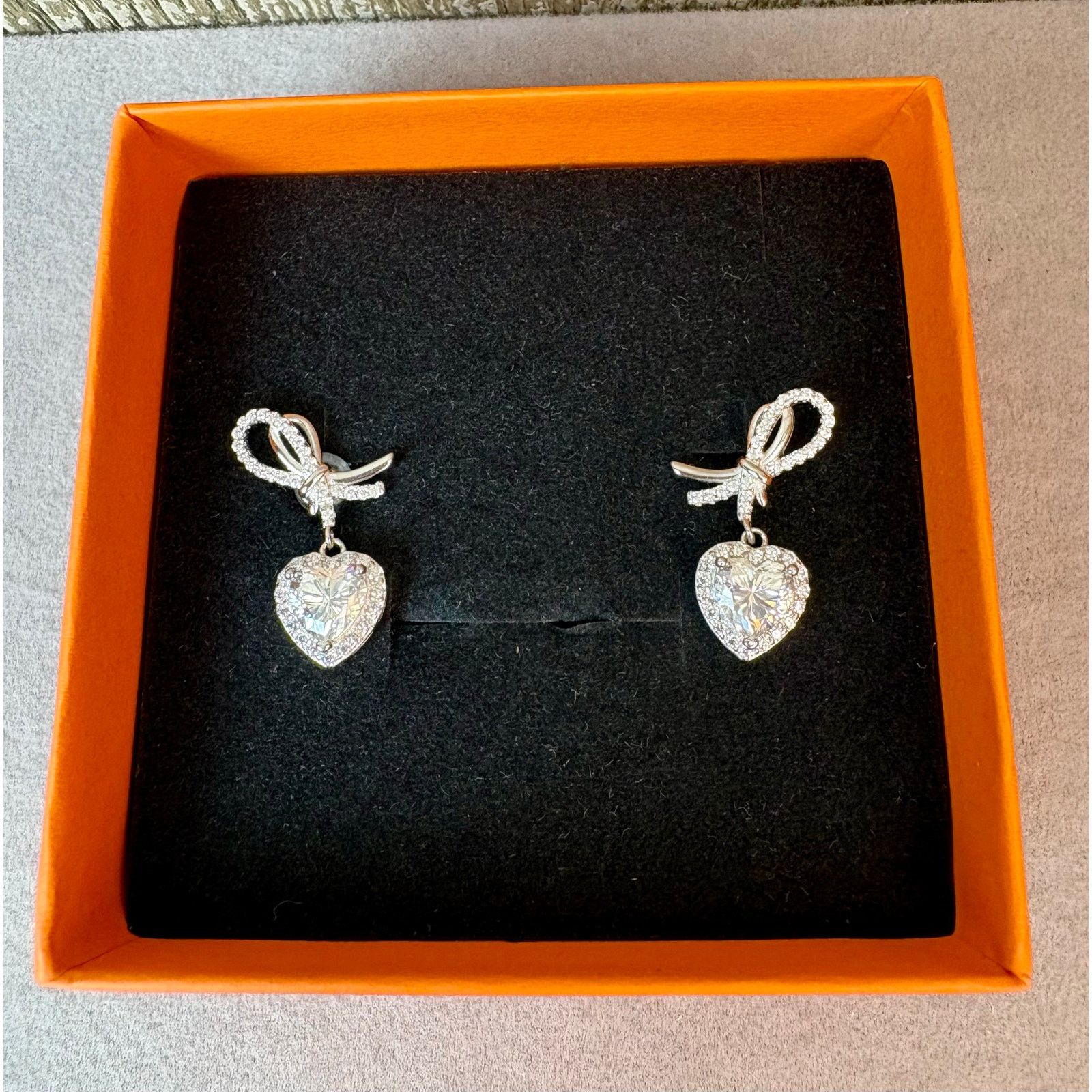 Jewelry 2ct Moissanite Heart/Ribbon/Cherry, 925 Silver Earrings Size ONE SIZE - 8 Thumbnail