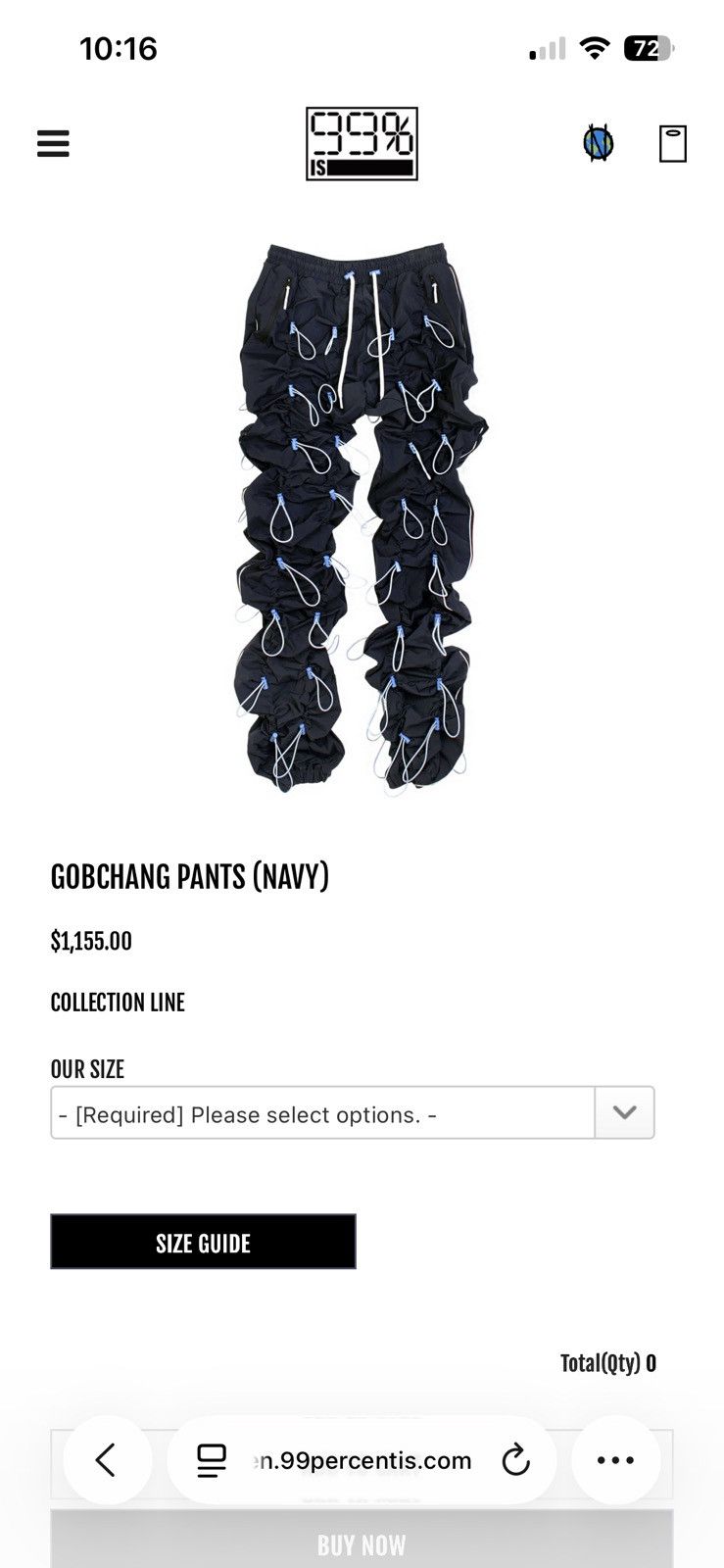 99%IS- GOBCHANG PANTS (NAVY) Size US 28 / EU 44 - 1 Thumbnail