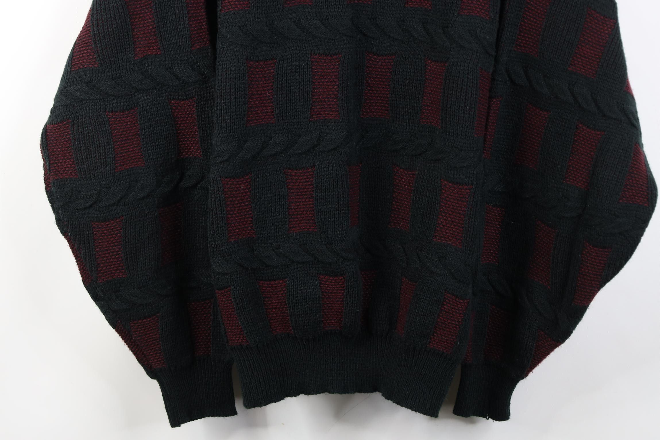 Vintage Vintage 90s Streetwear Checkered Ribbed Cable Knit Sweater Size L / US 10 / IT 46 - 3 Thumbnail