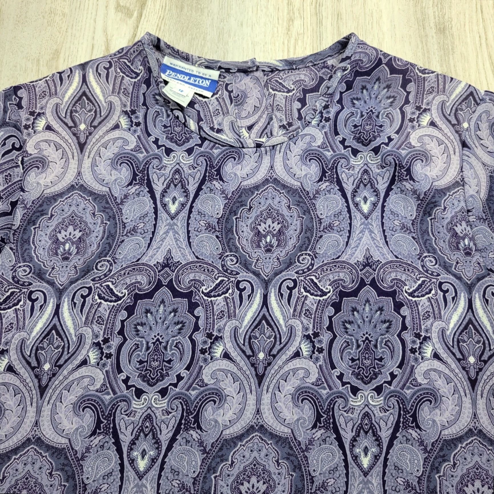 Pendleton Pendleton Purple Blouse Shirt Short Sleeve Casual Mosaic 12 Women Shoulder Pads Lightweight Polyester 12 Size XL / US 12-14 / IT 48-50 - 4 Thumbnail