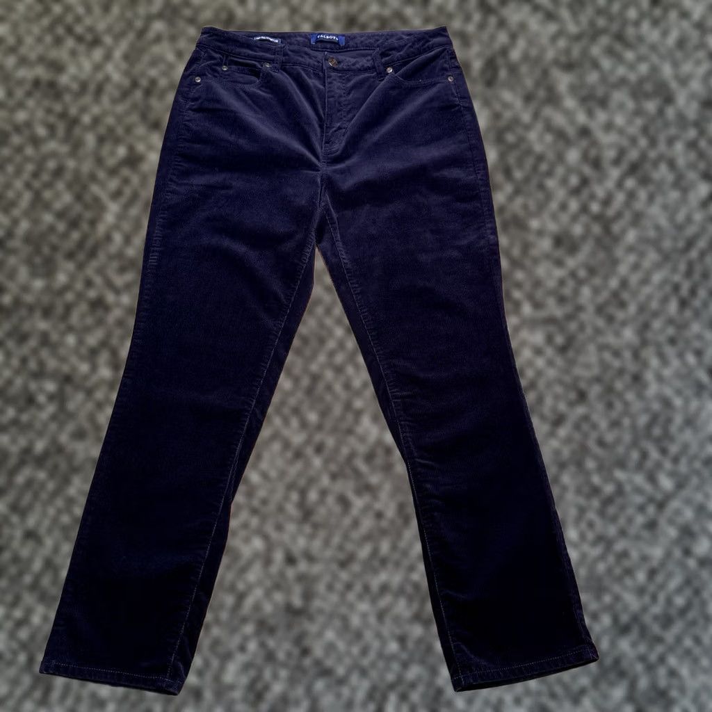 Talbots Talbots Pants Corduroy Straight Leg 10P Petite High Rise Blue Stretch Casual Workwear 98% Cotton 2% Spandex Front Flat Pattern Solid Size 32" / US 10 / IT 46 - 1 Thumbnail