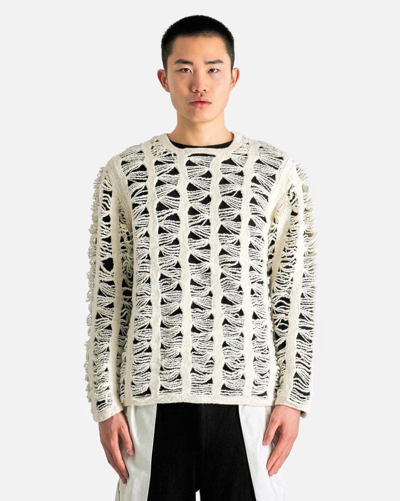Comme des Garcons Homme Plus o1s1v1r1oon0925 Long Sleeve Sweater in Natural/White Size US M / EU 48-50 / 2 - 1 Thumbnail