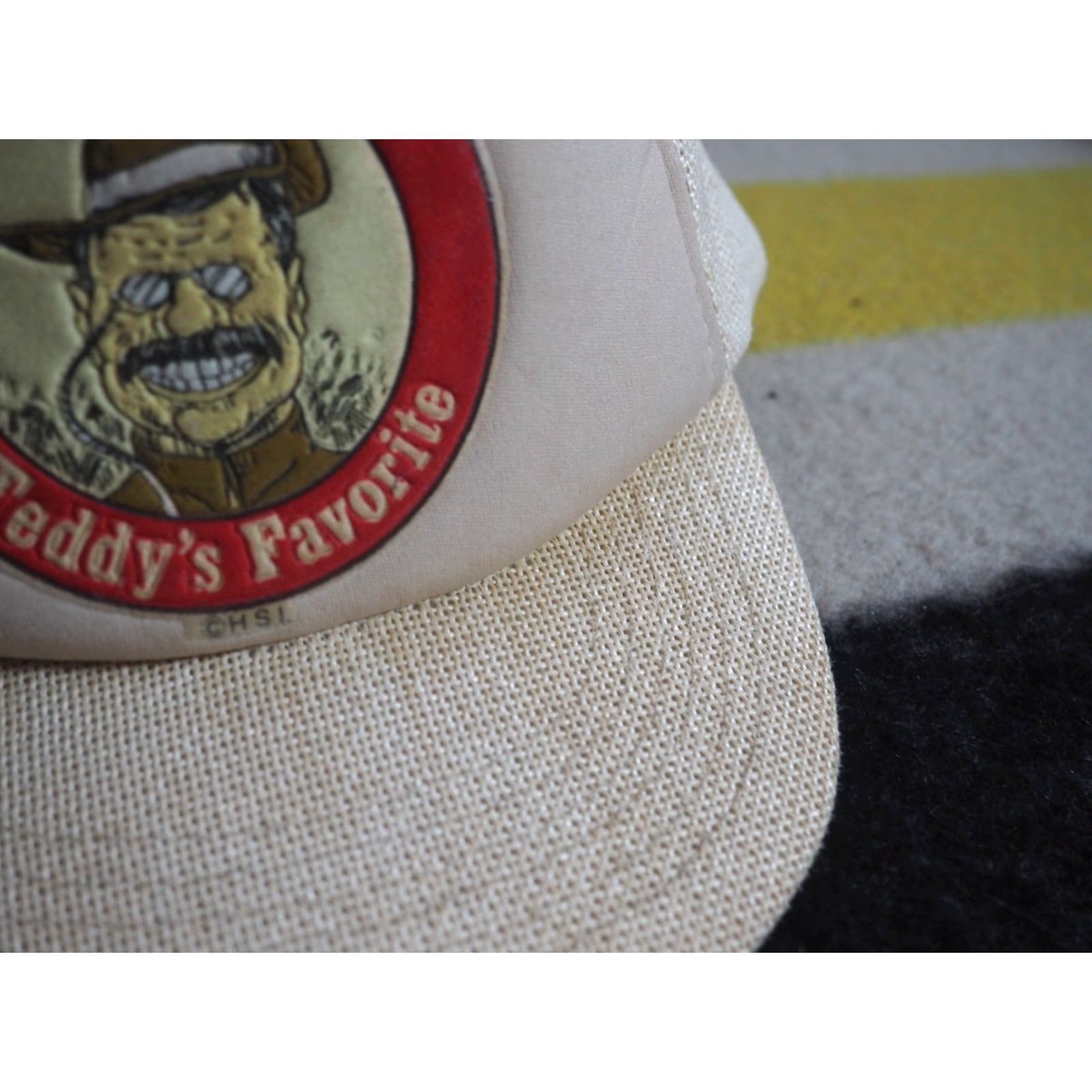 Vintage VINTAGE 80s 90s Yellowstone National Park Teddy Roosevelt Tan Snapback Trucker Hat Boys Mens Adjustable Beige Polyester Hat 90s 80s Theme Size US M / EU 48-50 / 2 - 6 Thumbnail