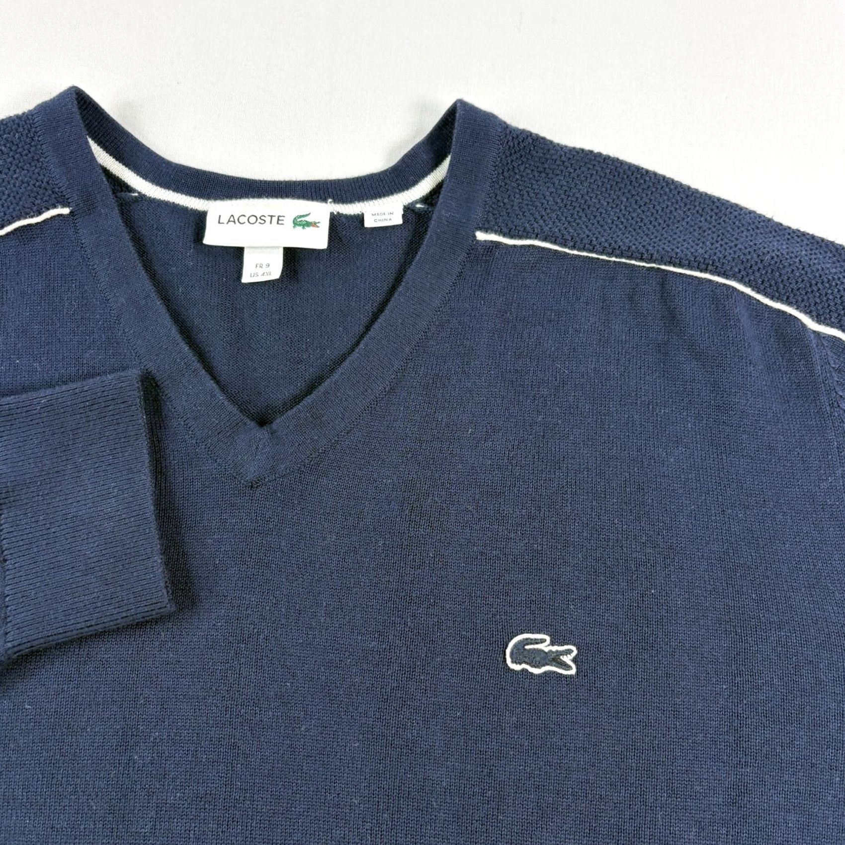 Lacoste Lacoste Sweater Mens 4XL Blue V-Neck Pullover Slim Fit Stretch Size US XXL / EU 58 / 5 - 3 Thumbnail