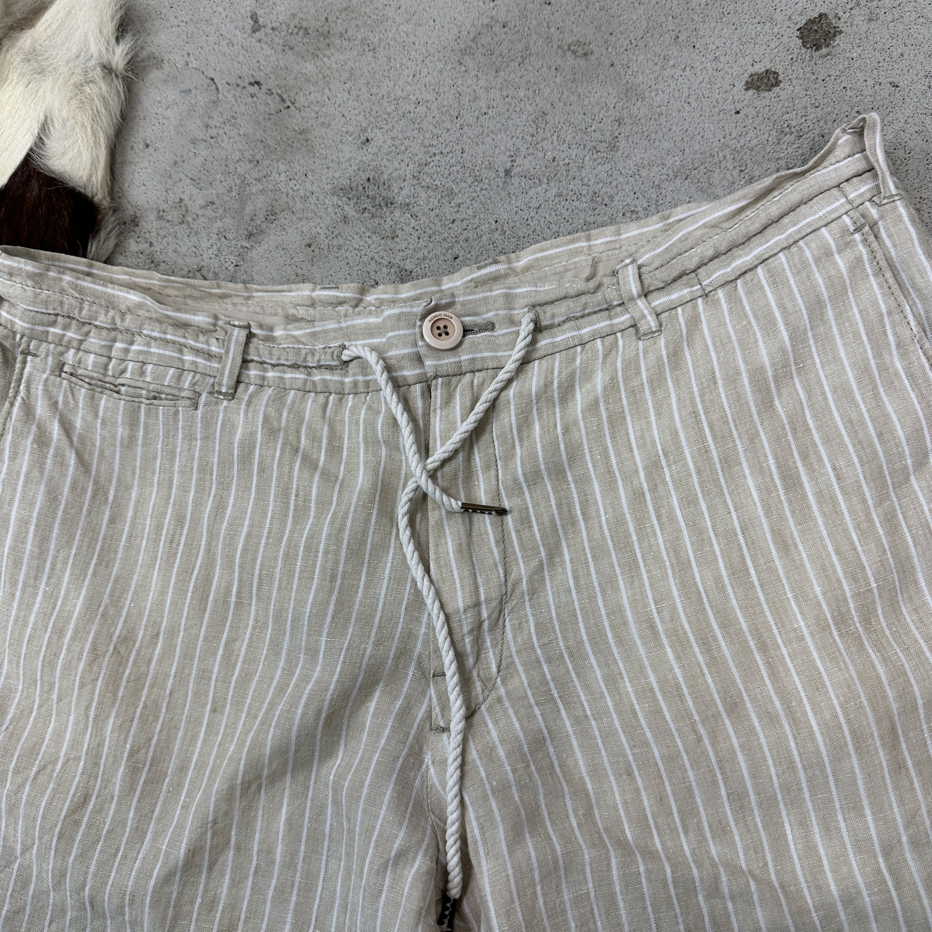 Mango Vintage Sporty Linen Striped Mango Shorts 00s Size 26" / US 2 / IT 38 - 2 Thumbnail