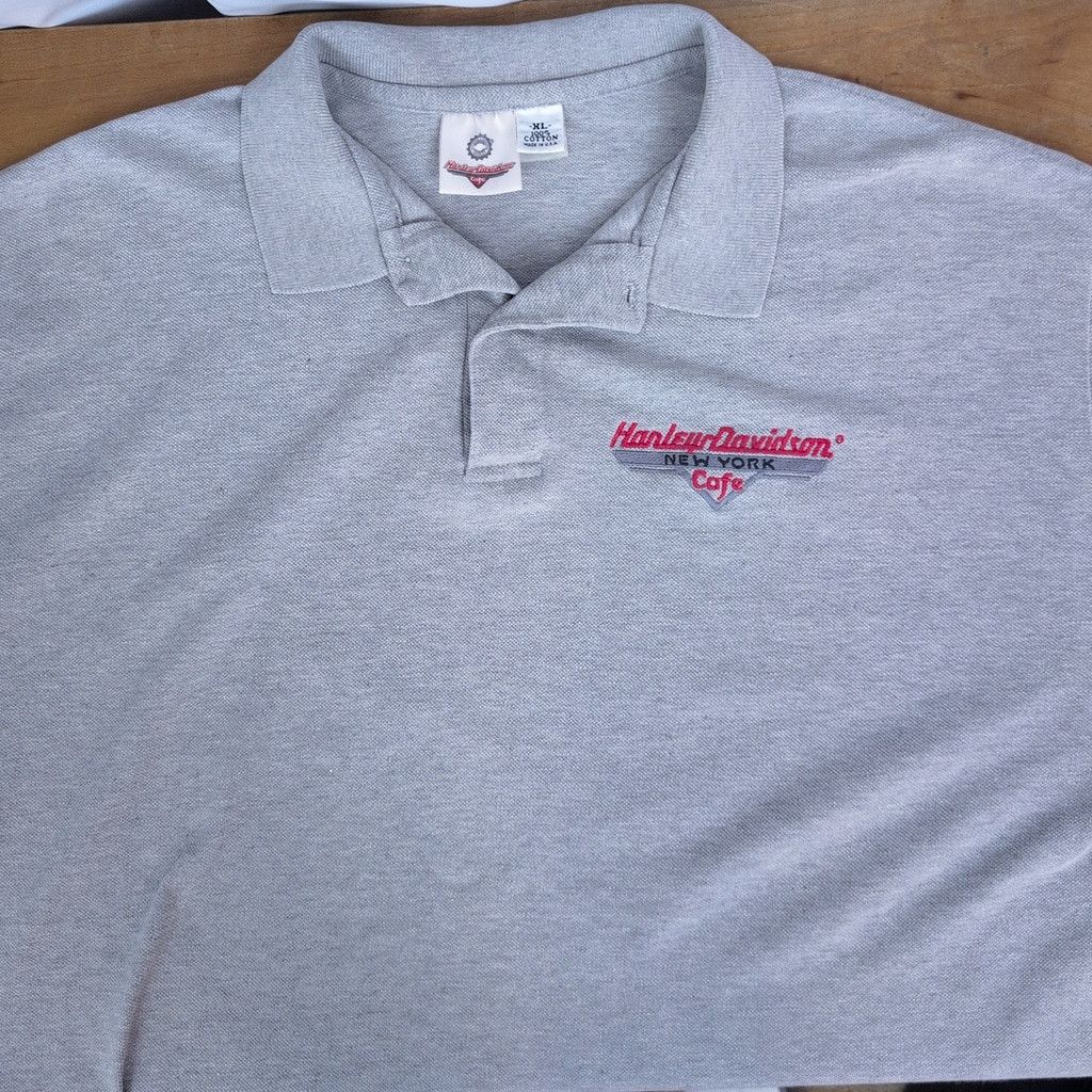 Harley Davidson × Vintage Men's Vintage USA Made Harley-Davidson NY Cafe Polo XL Size US XL / EU 56 / 4 - 3 Thumbnail