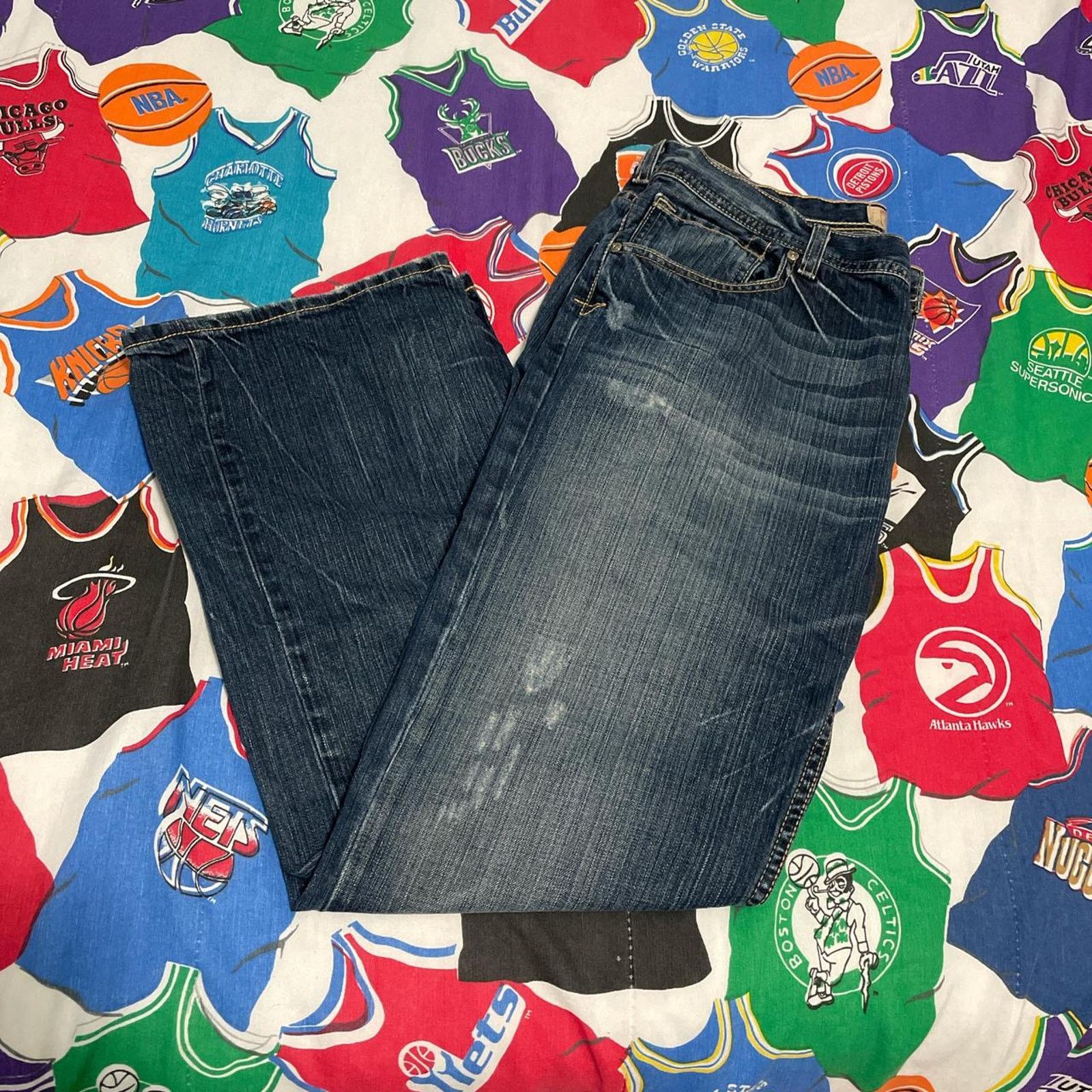 Affliction × BKE × Rock Revival Y2K BKE Derek Denim Relaxed Baggy Straight Jeans Pants Size US 34 / EU 50 - 1 Thumbnail