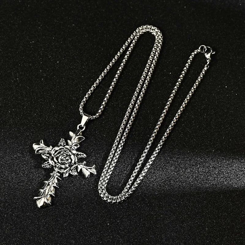 Jewelry Rose Cross Pendant Necklace Size ONE SIZE - 3 Thumbnail