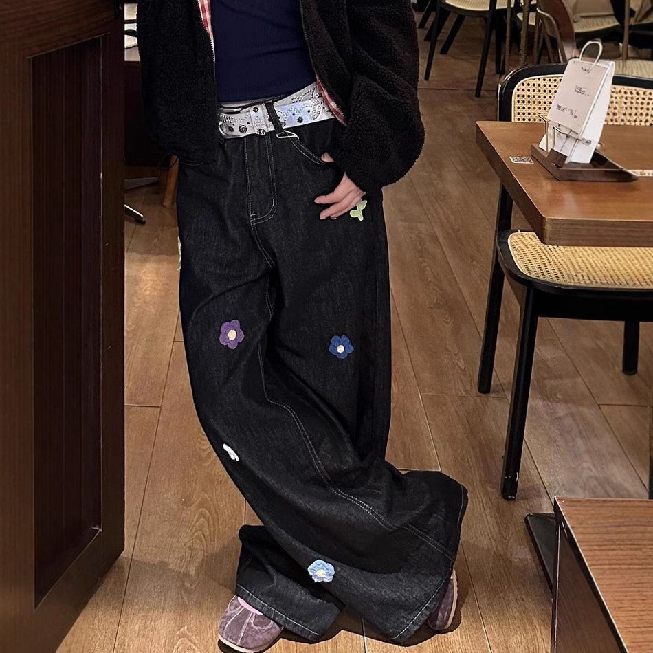 Japanese Brand Retro loose casual embroidered jeans Size US 32 / EU 48 - 4 Thumbnail