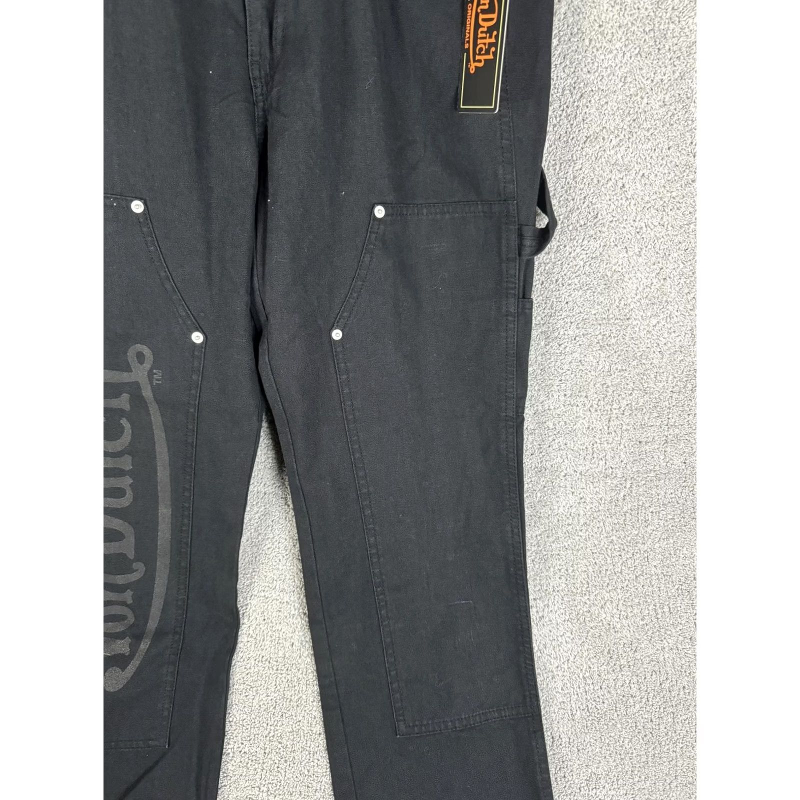 Von Dutch VON DUTCH Mens 30x32 Black Carpenter Jeans Workwear Logo Streetwear Y2K Pants Size US 30 / EU 46 - 6 Thumbnail