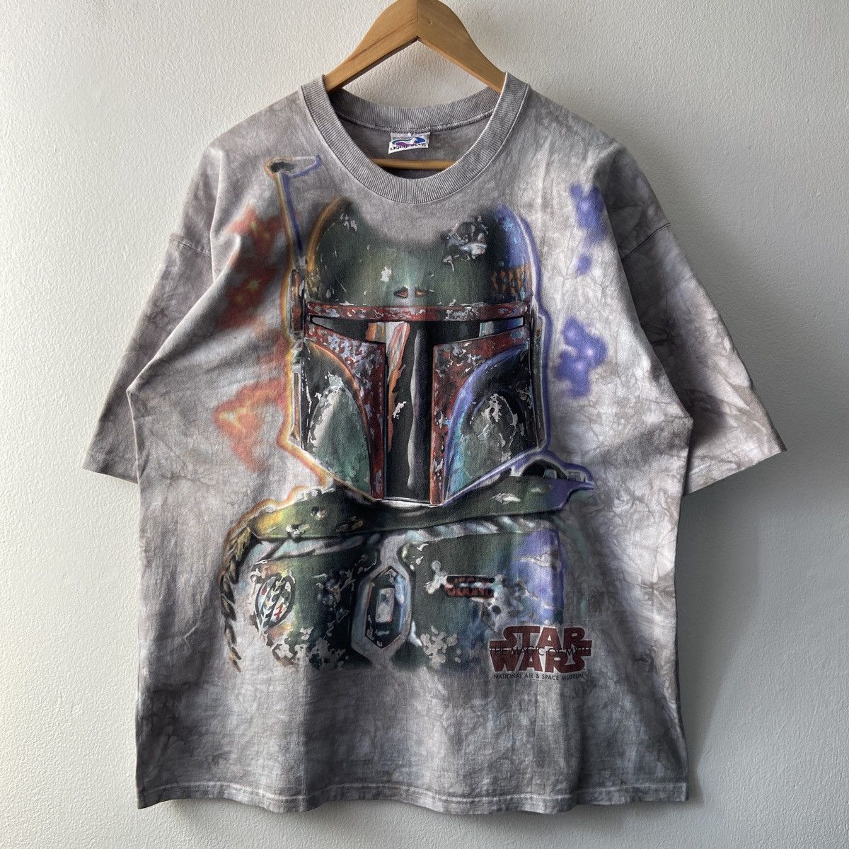 Liquid Blue × Star Wars × Vintage MISPRINT 1997 Boba Fett Liquid Blue Tie-Dye Tee Size US XL / EU 56 / 4 - 1 Thumbnail