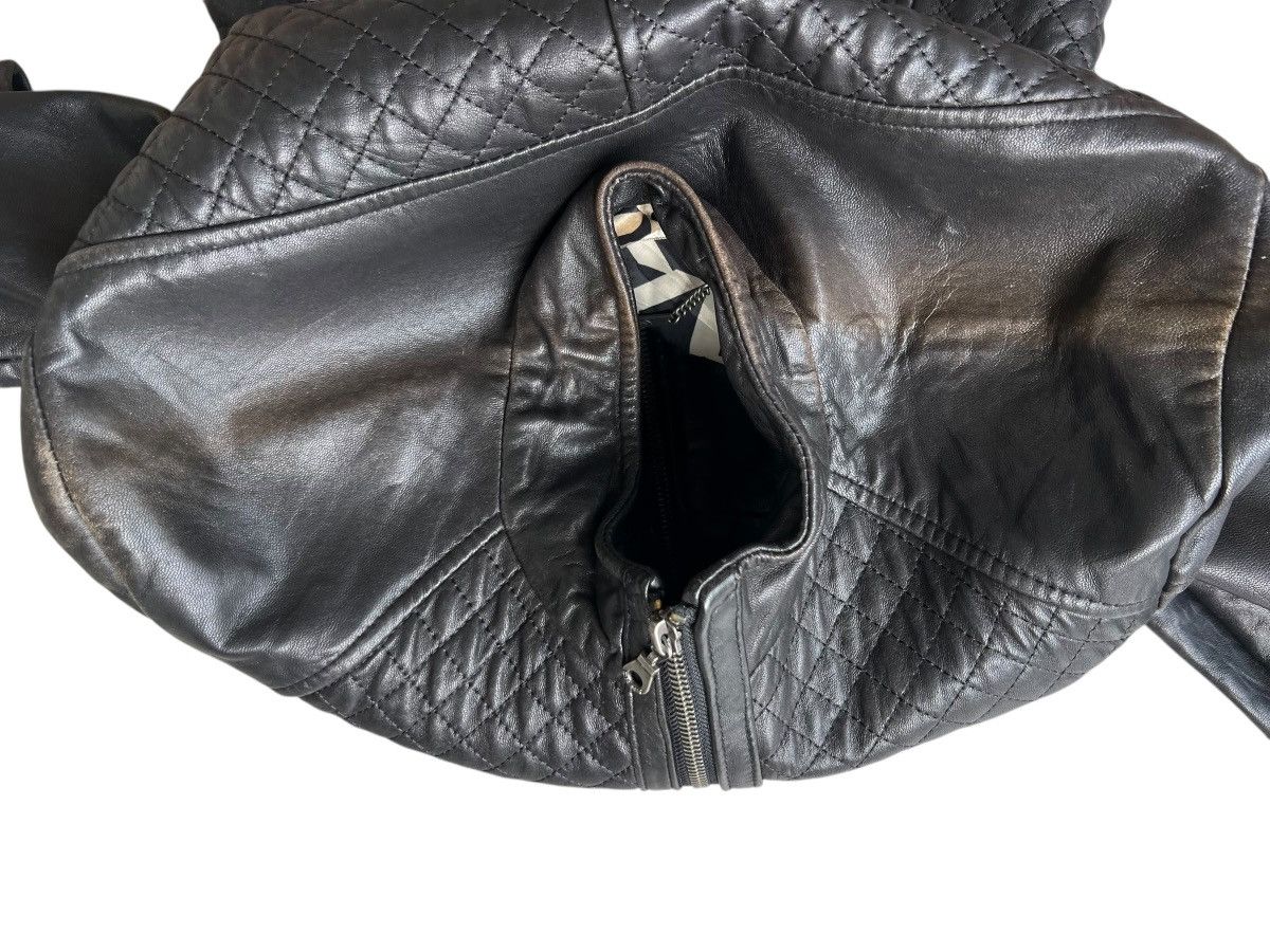 Japanese Brand DKNY Gothic Black Racing Biker Leather Jacket LGB ISWN Size XS / US 0-2 / IT 36-38 - 11 Thumbnail