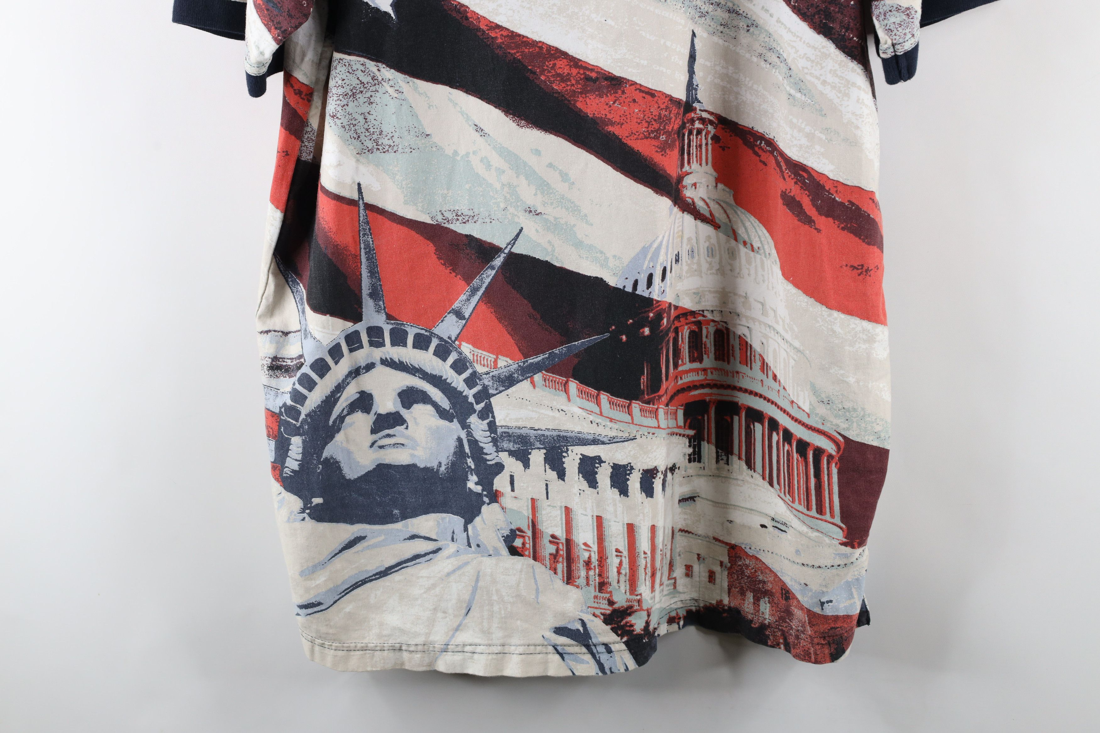 Vintage Vintage 90s Streetwear Statue of Liberty All Over Print Polo Size US L / EU 52-54 / 3 - 12 Thumbnail