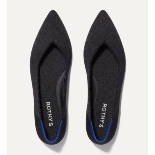 Rothy's Rothy’s “THE POINT” Black Knitted Pointed Toe Slip On Flats Size US 9 / IT 39 - 1 Thumbnail