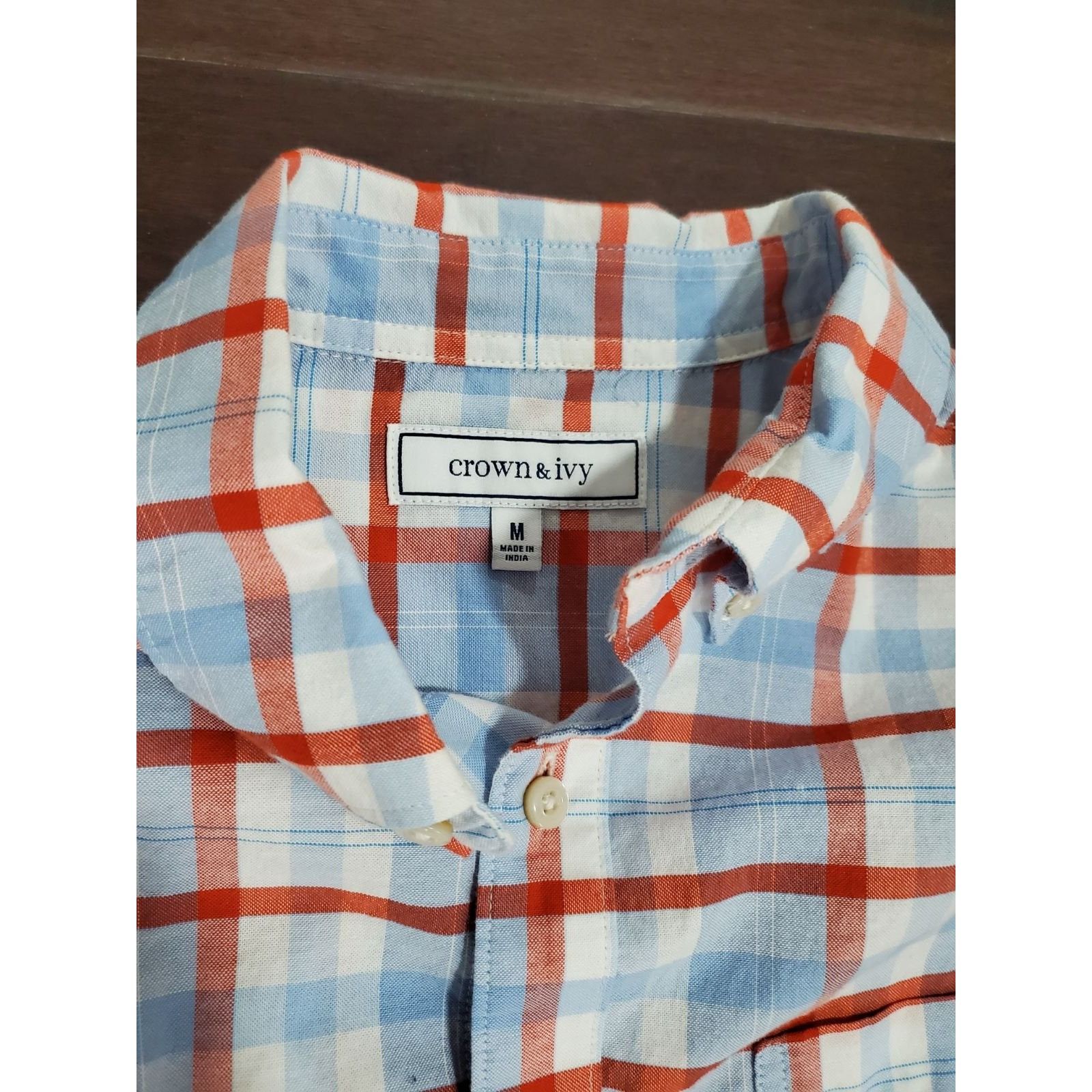Other Crown & Ivy Classic Fit Mens Size Medium Orange Plaid Long S Size US M / EU 48-50 / 2 - 2 Thumbnail