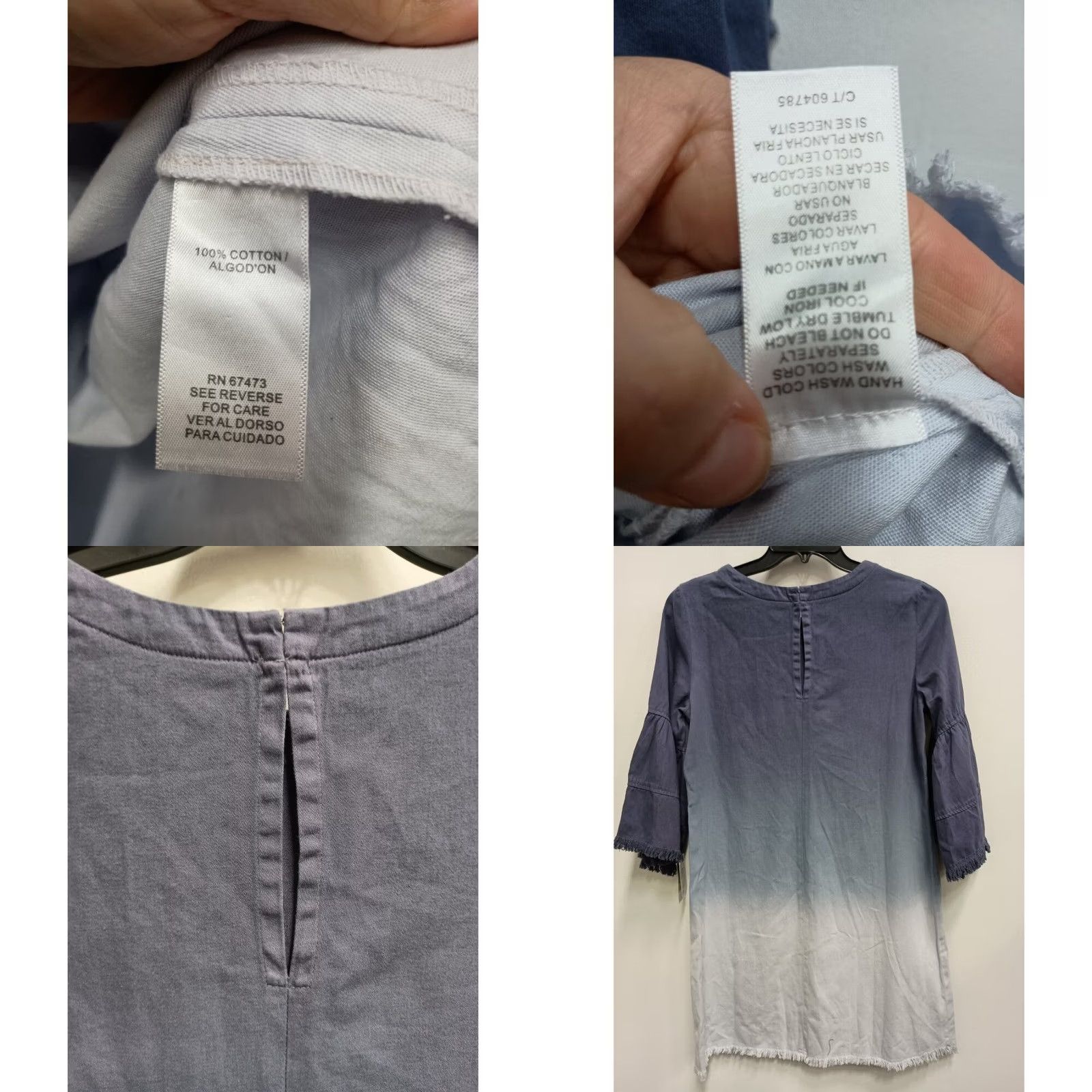 Vintage Violet Weekend BOHO Mini Dress Size Medium Blue Ombre Bell Sleeve Casual NWT Size M / US 6-8 / IT 42-44 - 8 Thumbnail