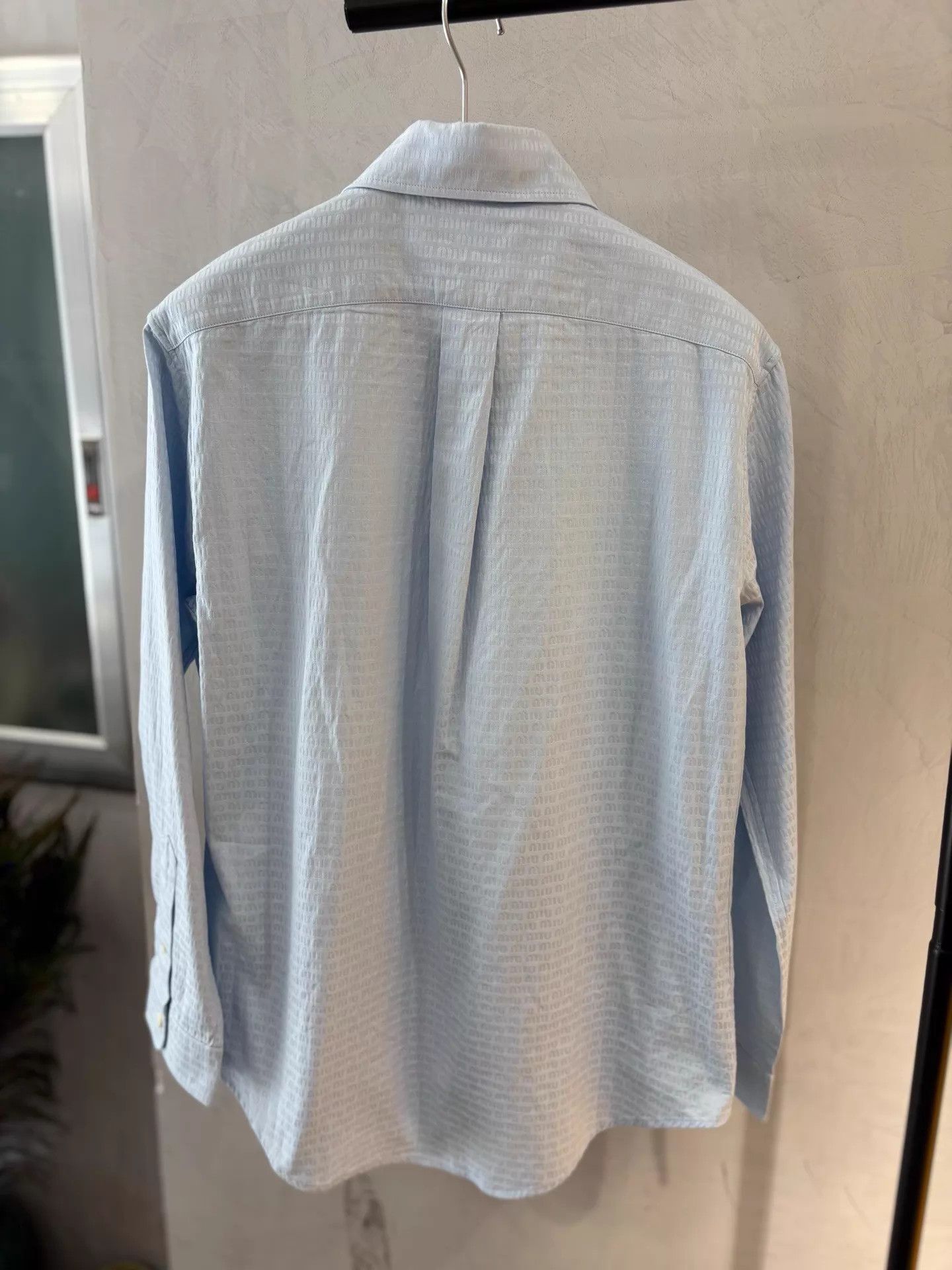 Miu Miu Miu Miu 23 Sky Blue All Over Logo Shirt Size XS / US 0-2 / IT 36-38 - 5 Thumbnail
