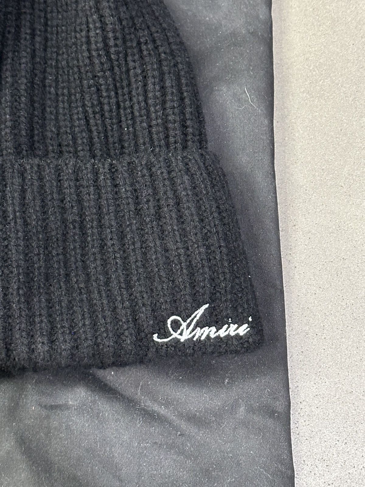 Amiri Amiri Cursive Logo Black Beanie Size ONE SIZE - 2 Thumbnail