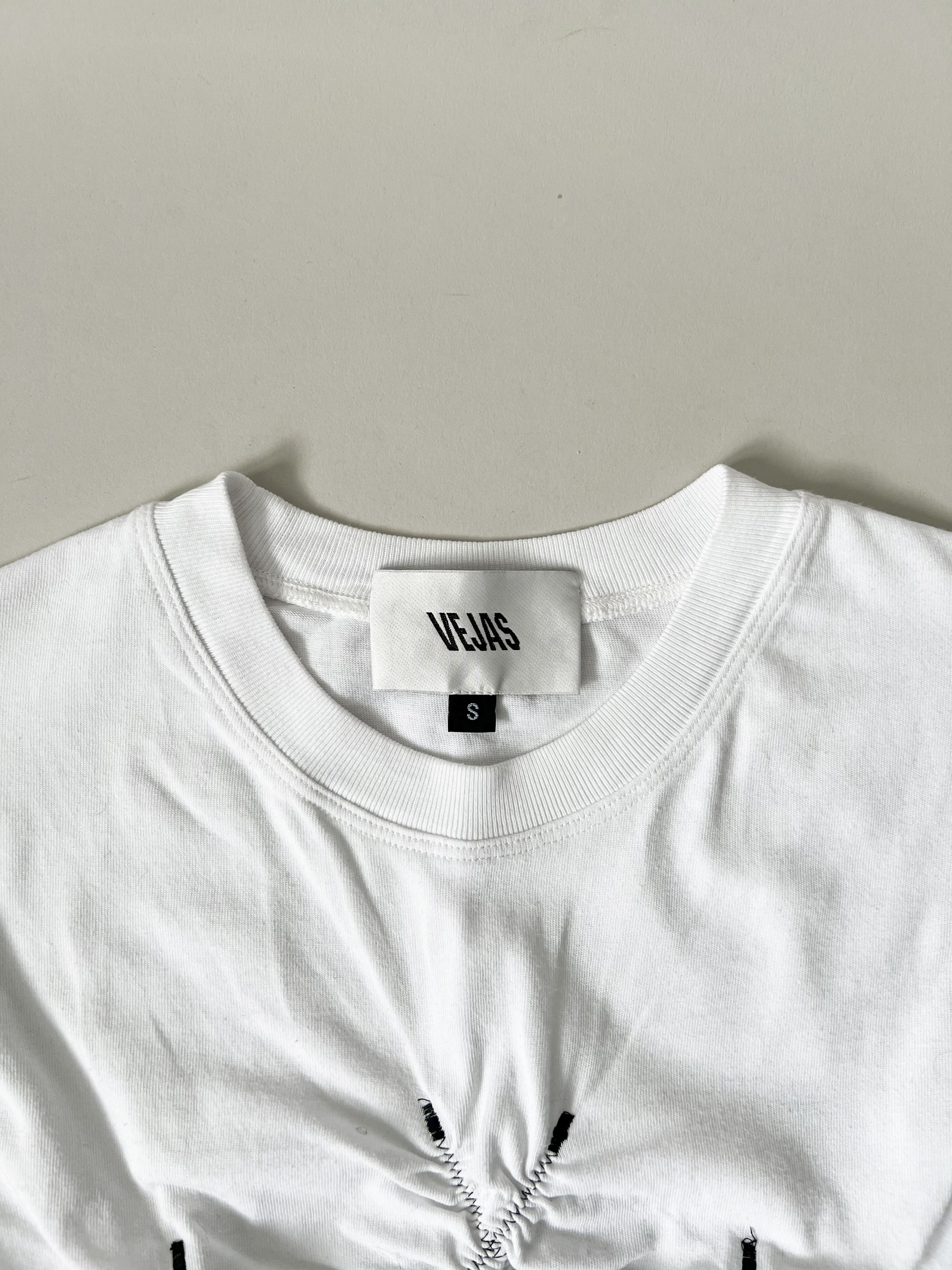 Veja VEJAS Gathered Contrast Stitch T-Shirt Size S / US 4 / IT 40 - 4 Thumbnail