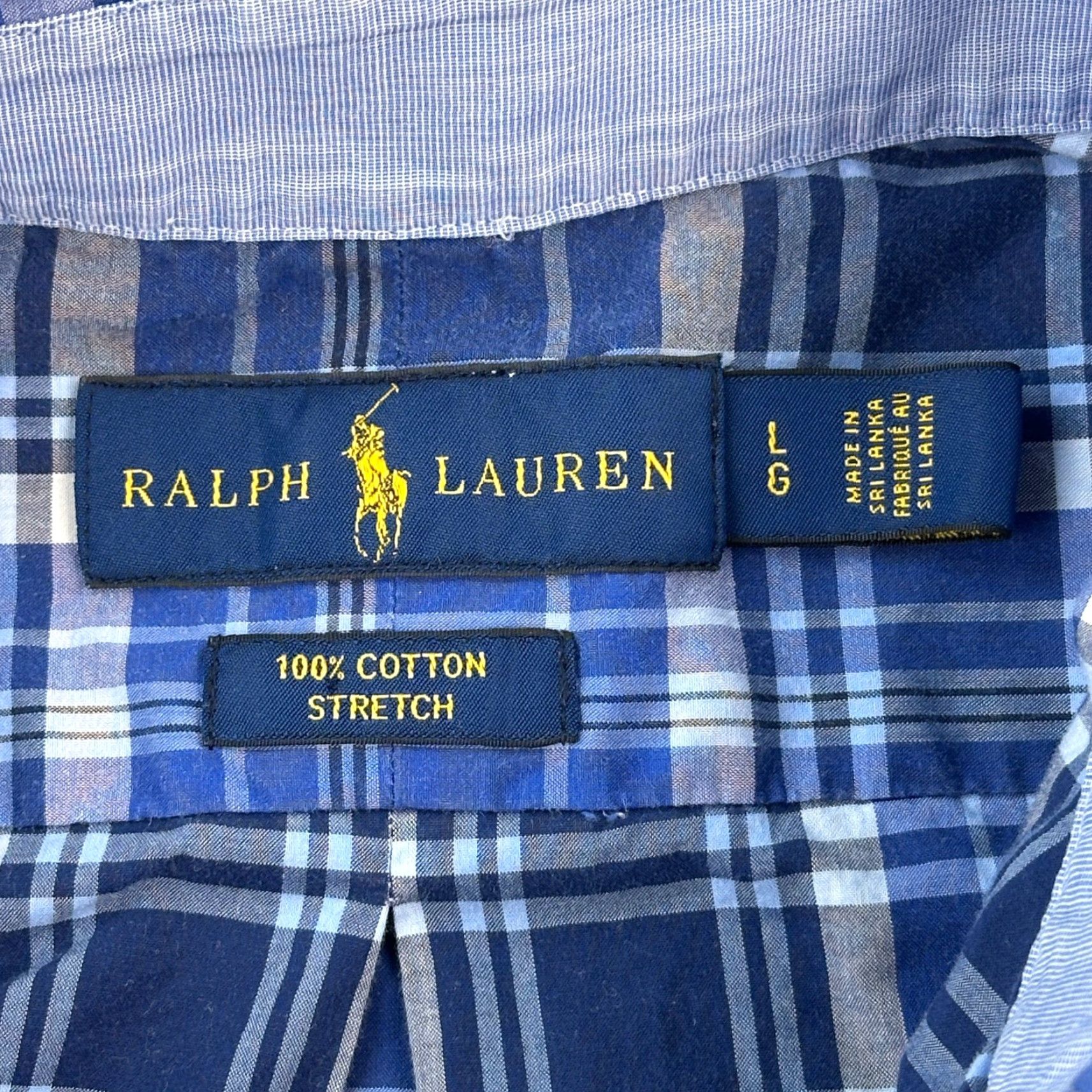 Ralph Lauren Ralph Lauren Shirt Mens Large Blue Plaid 100% Cotton Stretch Button-Down Casual Size US L / EU 52-54 / 3 - 5 Thumbnail
