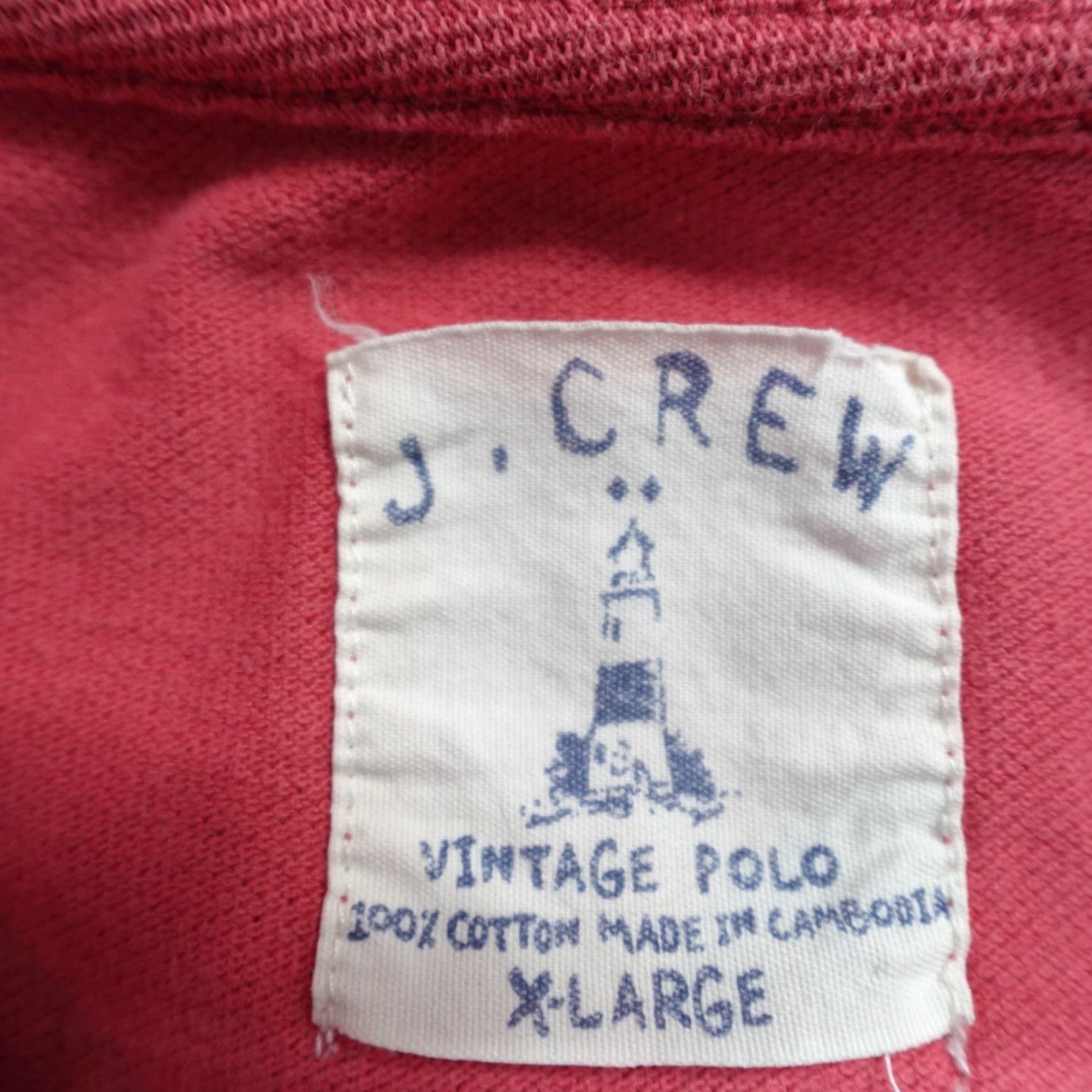 J.Crew VINTAGE J.CREW Polo Shirt XL Red Oarsman Shirt Mens Polo Embroidered Cotton Jersey Short Sleeve Button Neck Collared Size US XL / EU 56 / 4 - 4 Thumbnail