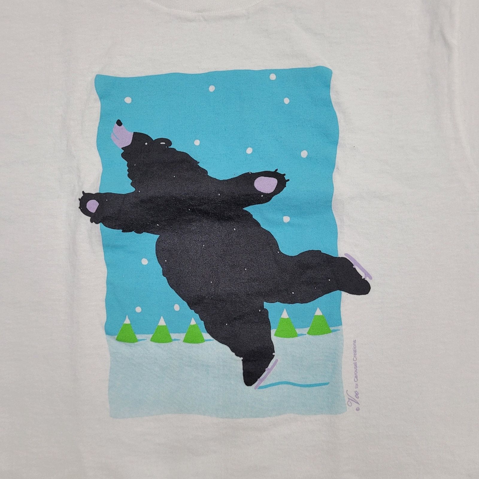 Fruit Of The Loom VTG 90s Ice Skating Polar Bear Shirt Small 18x25 White USA Size US S / EU 44-46 / 1 - 3 Thumbnail