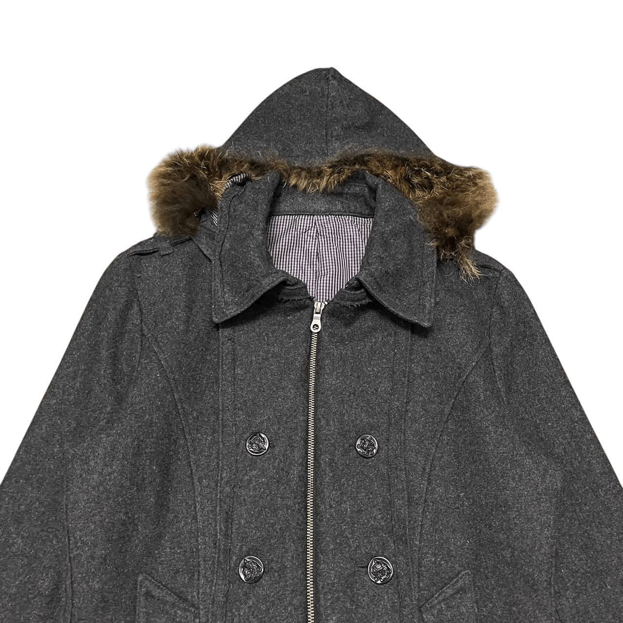 Vintage PPFM Fur Wool Hooded Napoleon Jacket lgb hysterics