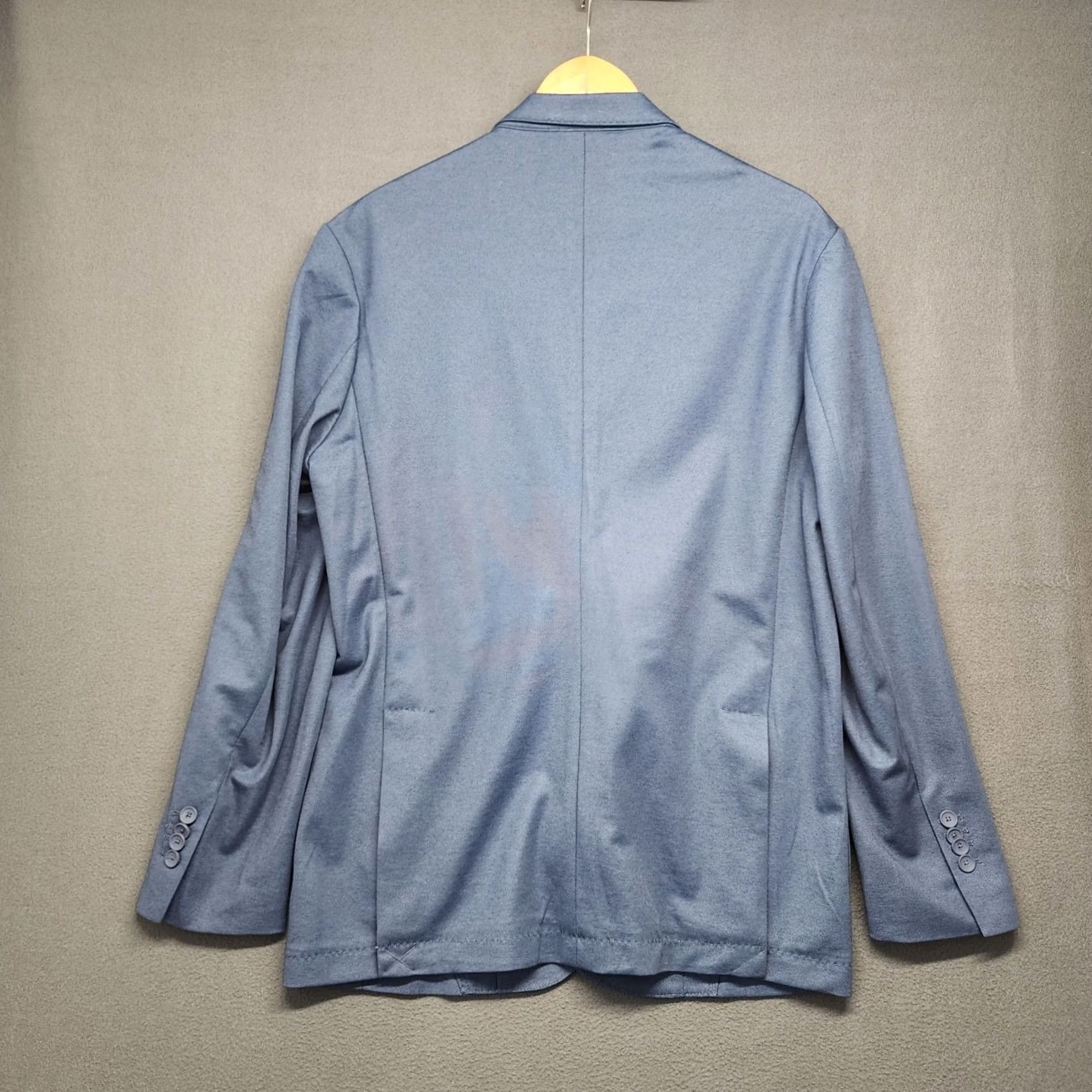 Vintage Giasone Blazer Mens M Blue Knit Stretch Sport Coat Casual Unstructured Jacket Size 40R - 2 Thumbnail