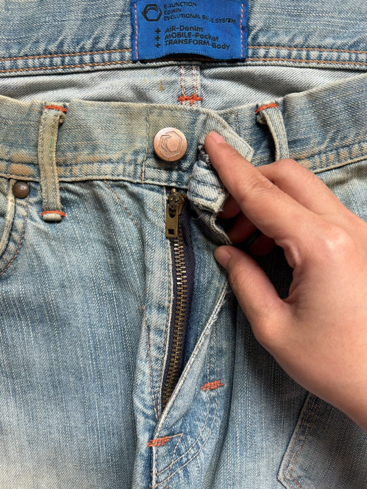 Edwin × Japanese Brand Vintage Edwin E Function Mud Wash Distress Baggy Jeans Size US 36 / EU 52 - 3 Thumbnail